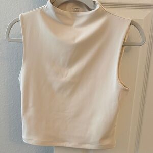 Express Women's Elegant Cream Mock Neck Blouse